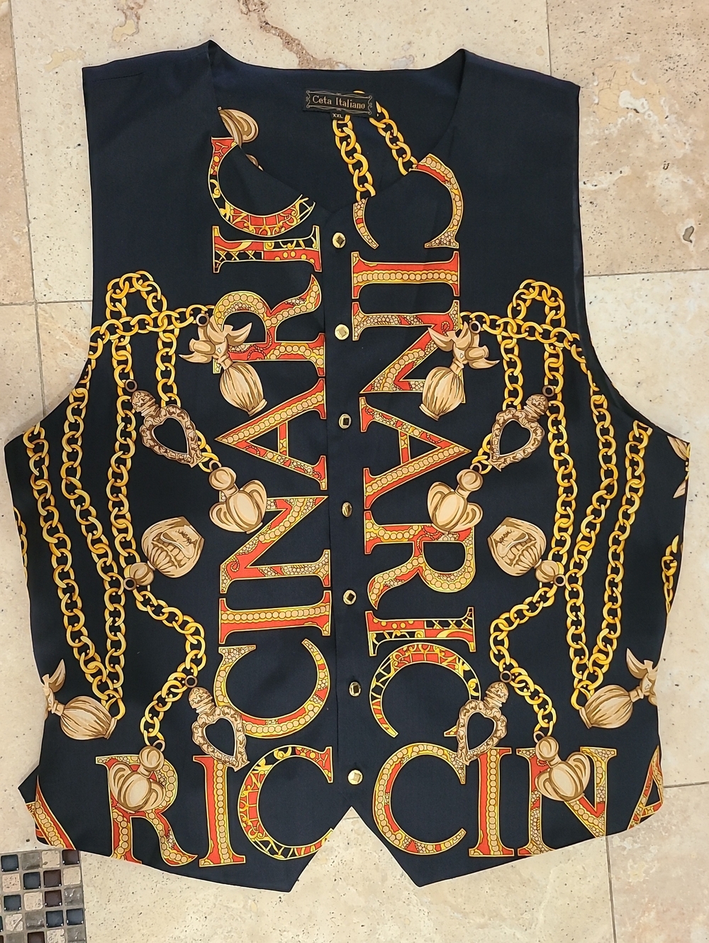 Black & Gold Chain-Print Women's Camisole Vest